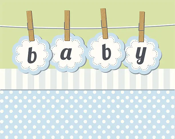 Vector illustration of Baby boy arrival announcement card