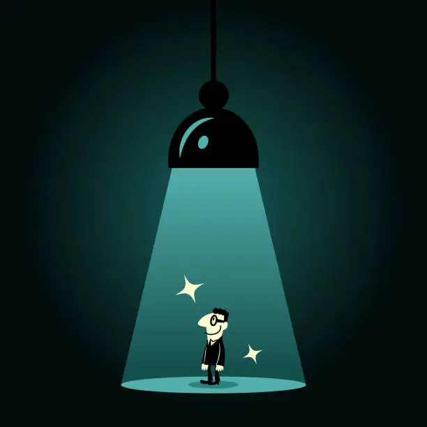 Vector illustration of Guiding Light, The Businessman in the Darkness