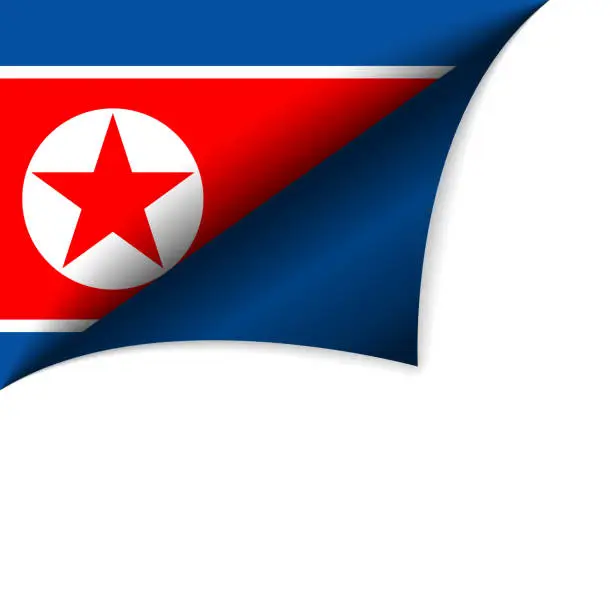 Vector illustration of North Korea Country Flag Turning Page