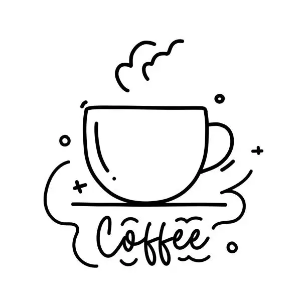 Vector illustration of Coffee Vector Handwritten Lettering. Coffee Bean, Americano, Latte, Espresso