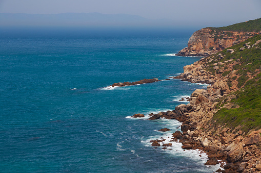 Beautiful view of the Atlantic Ocean and Northern Morocco coast, near Cape Spartel.