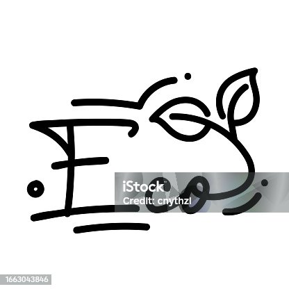 istock Eco Concept Vector Handwritten Lettering with Icon. 1663043846