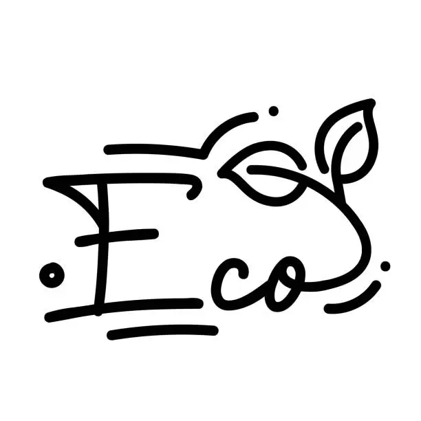 Vector illustration of Eco Concept Vector Handwritten Lettering with Icon.