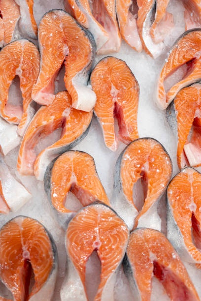 istock Salmon steaks are sold in the store. 1663059198