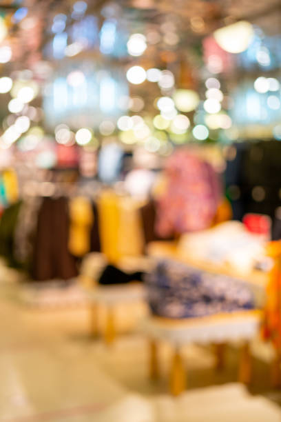 Blurred interior of a clothing store. stock photo