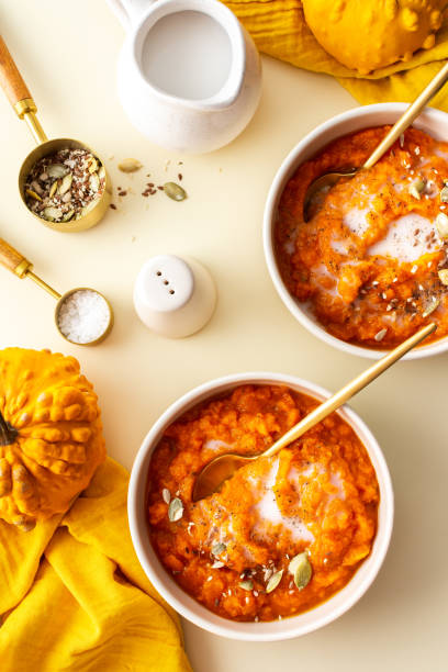 istock Healthy lunches with pumpkin soup 1663064949