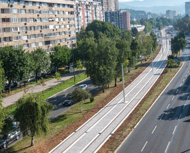 istock Renovated Sarajevo tram line between Skenderija--Cengic Vila 1663077080