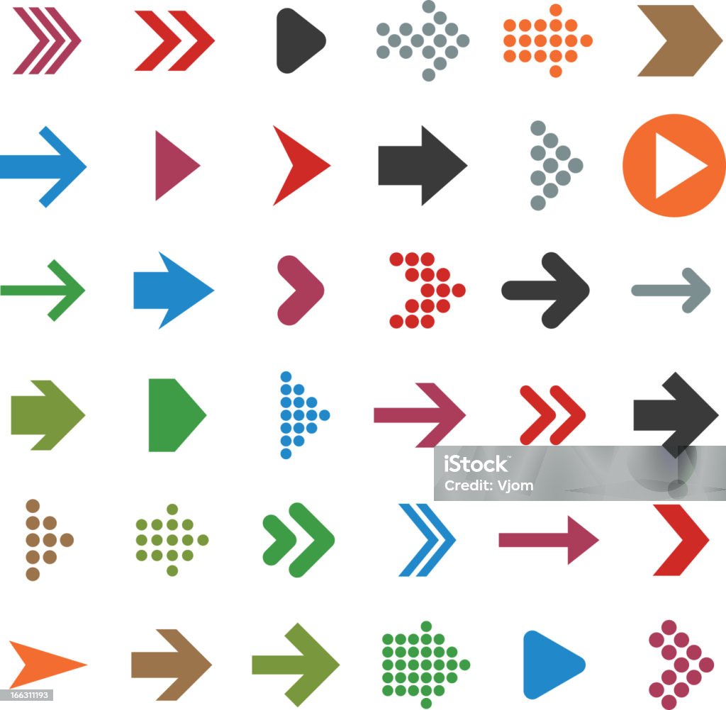 Vector set of multicolored arrow icons Vector illustration of plain arrow icons. Eps10. Arrow Symbol stock vector