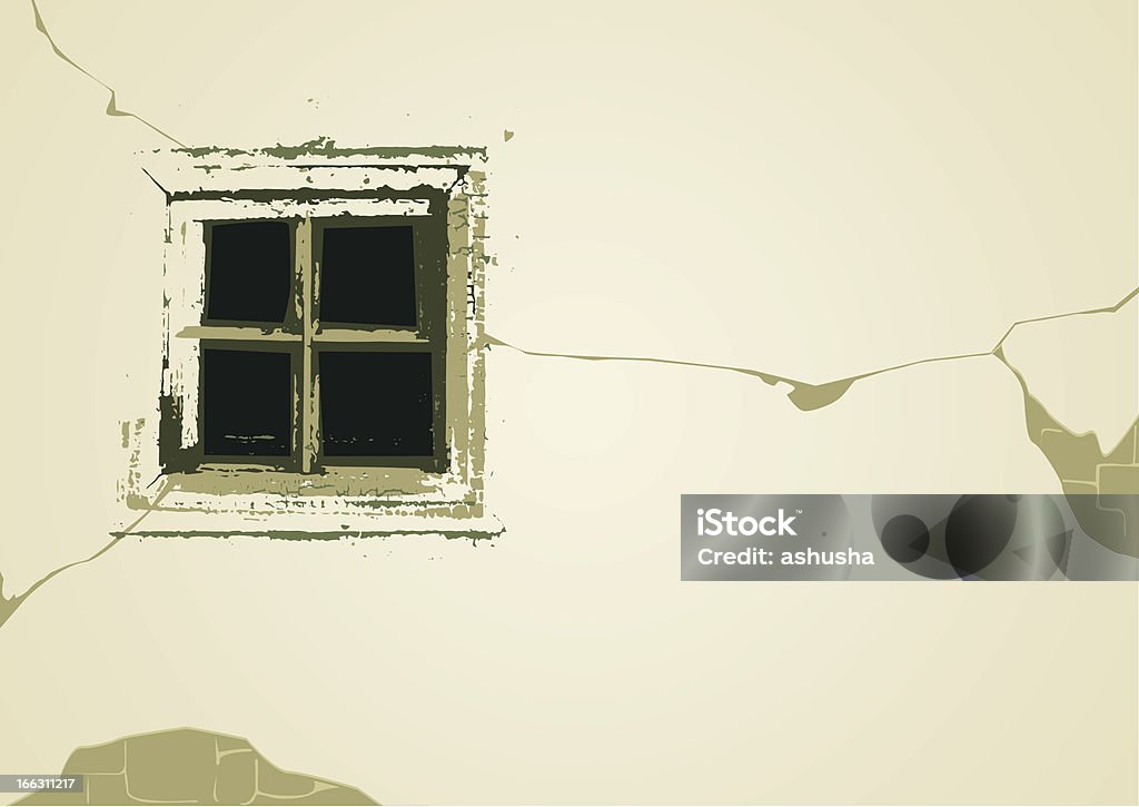 Agrietado antigua ventana de fondo - arte vectorial de Agrietado libre de derechos