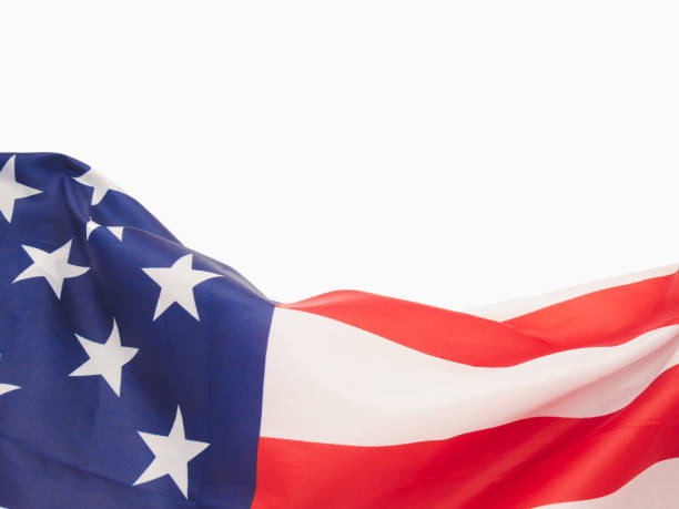 istock Top view of the American flag on a white background with copy space for text 1663115218