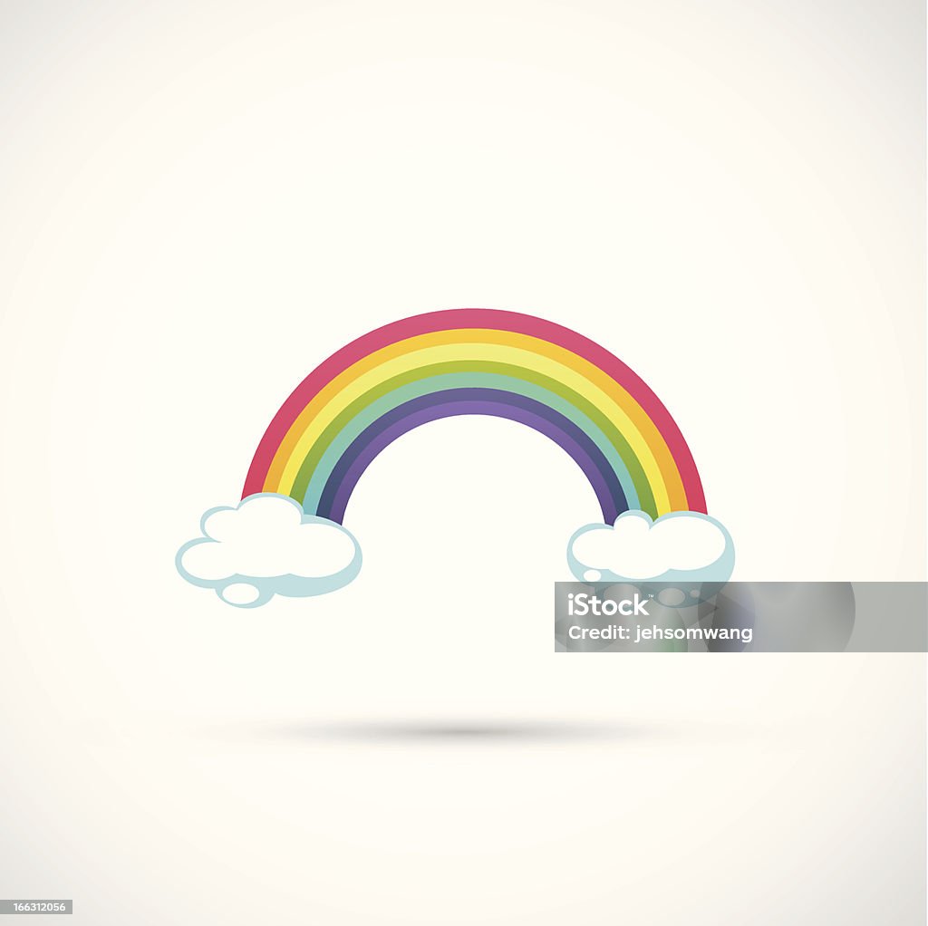 Arc-en-ciel et nuages dans le ciel emblématique - clipart vectoriel de Arc en ciel libre de droits