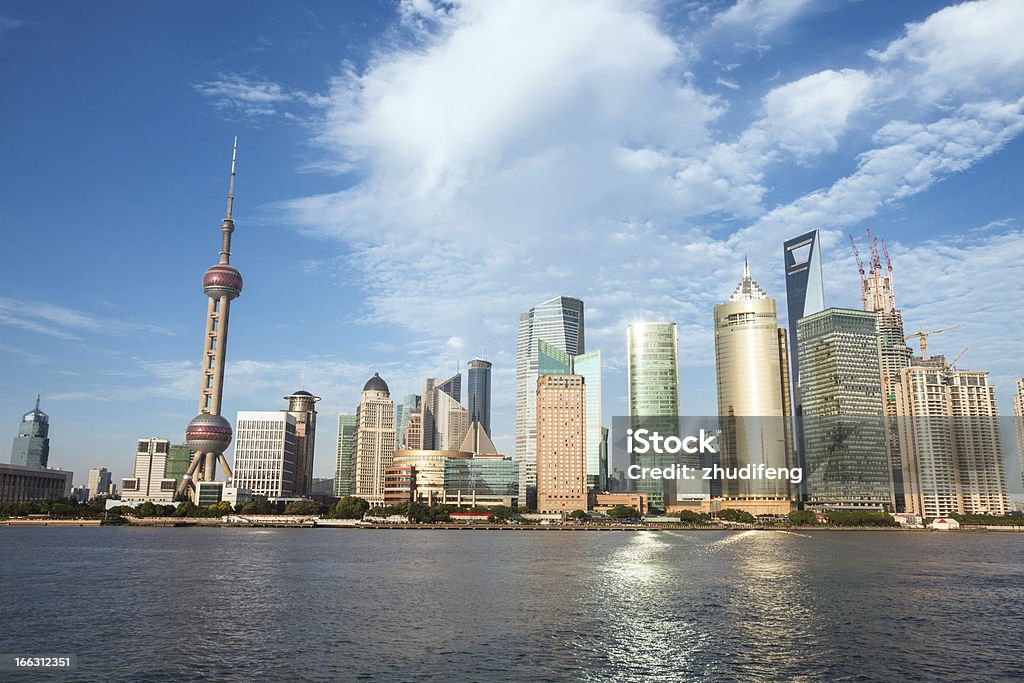 shanghai with blue sky Asian Culture Stock Photo