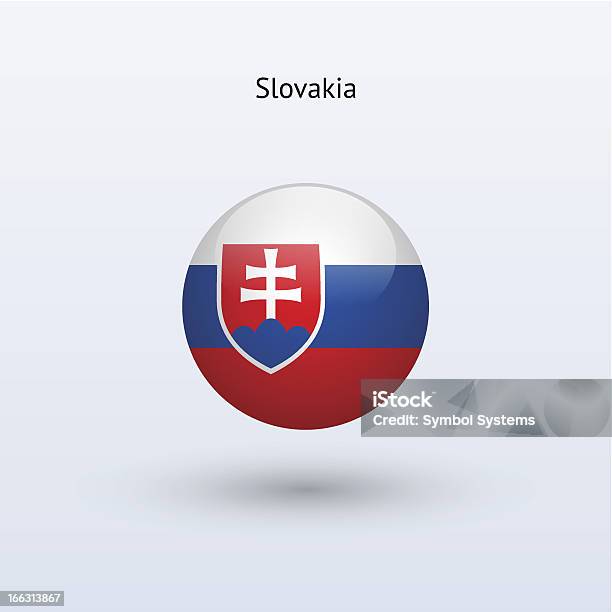 Круглый Флаг Словакии — стоковая векторная графика и другие изображения на тему Без людей - Без людей, Векторная графика, Государственный флаг