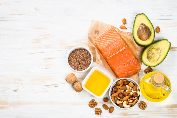 istock Healthy fats products at white background. 1663142687