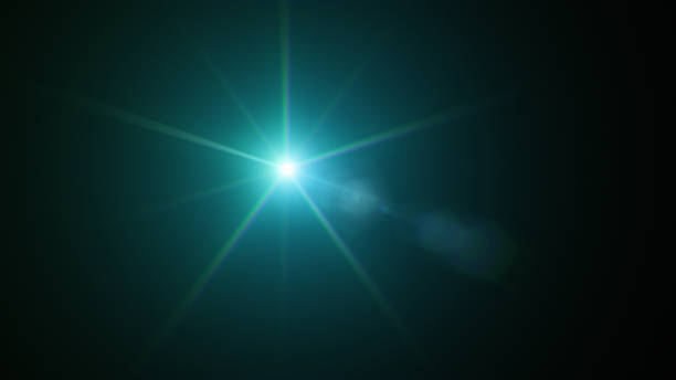 istock Green futuristic lens flare overlay on black background design element 1663143235