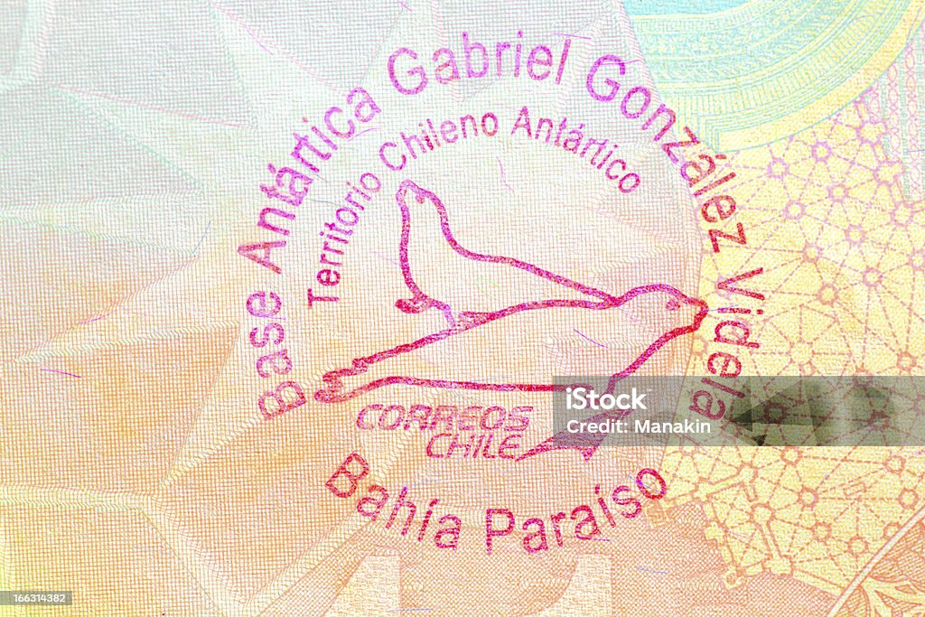 Visa en el pasaporte de base antártico chileno - Foto de stock de Antártida libre de derechos