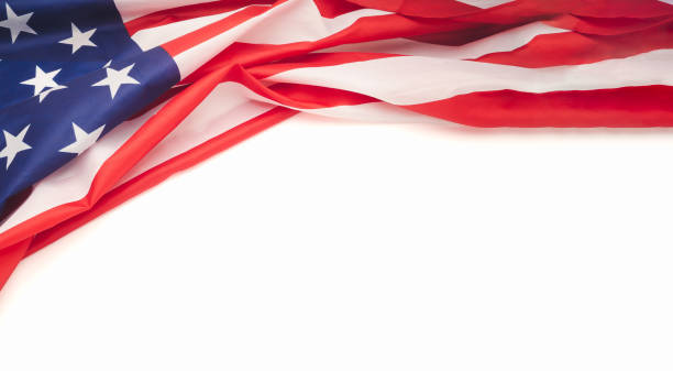 istock Top view of the American flag on a white background with copy space for text 1663155018
