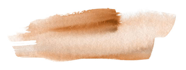 istock Abstract beige brown watercolor smear brushstrokes painteing blot horizontal background. Texture paper. Isolated. 1663158242