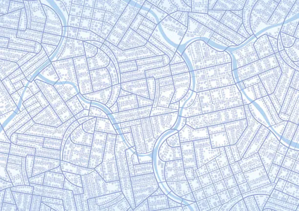Vector illustration of View from above the map buildings. Detailed view of city. Decorative graphic tourist map. Quarter residential buildings. City top view. Abstract background. Flat style, Vector, illustration isolated