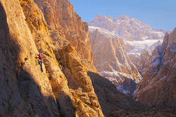 Rockclimber in Aladaglar National Park, Turkey stock photo