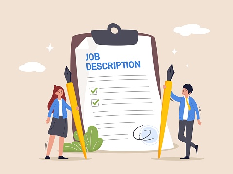 Job Functions Image Job Description Concept Qualification And Requirement For Job Position ...
