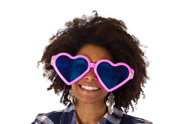 istock Funny afro american with pink sunglasses 166323851
