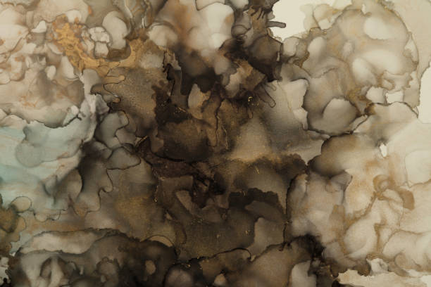 istock Abstract gold and brown color background. Marble texture. Alcohol ink colors. 1663257716