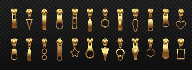 Vector illustration of Sliders puller gold vector set