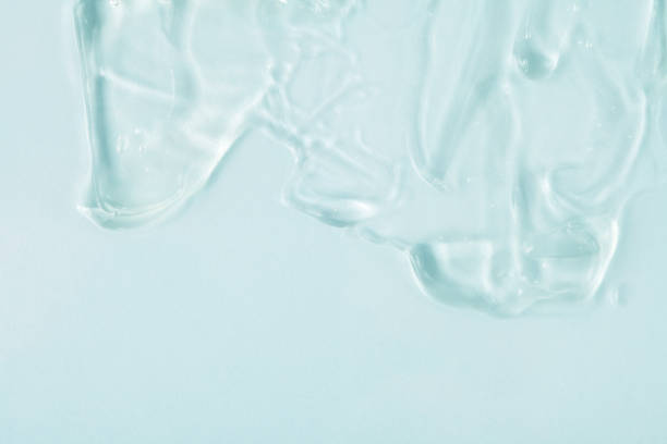 istock Cosmetic transparent gel, cream, shampoo. Blue tone background. 1663258853