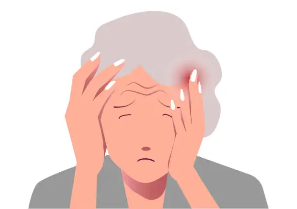 Vector illustration of Concept of woman suffering headache