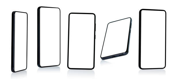 istock Set of Smart Phones with blank screen, in different side views, isolated on white background 1663268999
