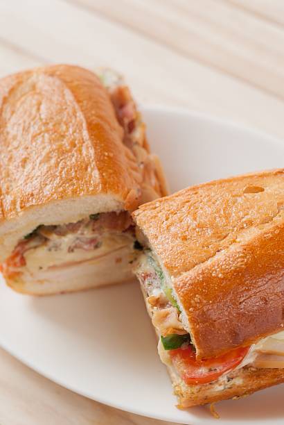istock French bread sandwich with smoked chicken and bacon salad 166327434