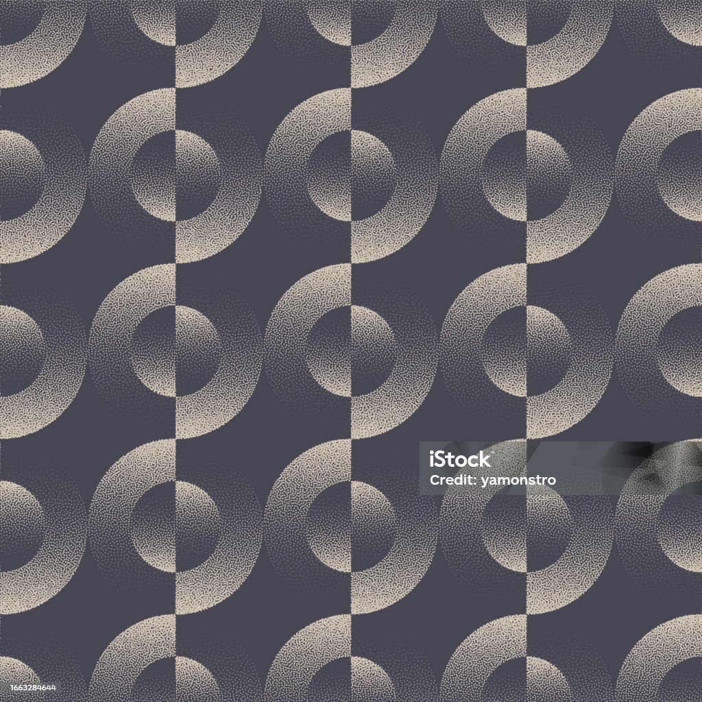 Endles Pattern Design Retro Modernism Style Circles Endless Pattern Vector Graphic Stipple ...