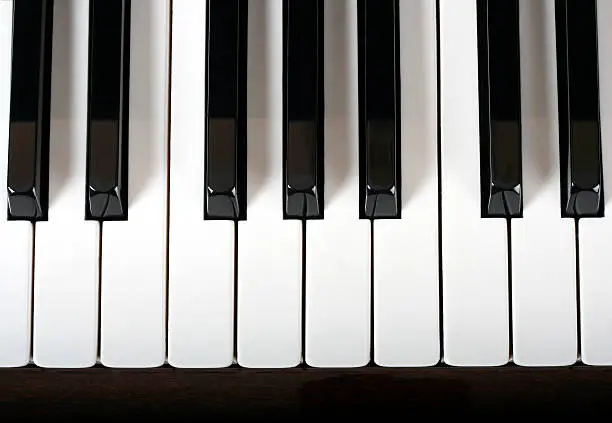 Photo of Close-up view of traditional piano keys