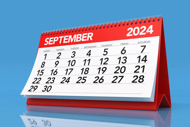 istock September 2024 Calendar. Isolated on Blue Background. 3D Illustration 1663318787