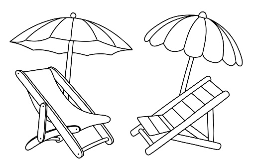 Set of hand drawn beach chairs.