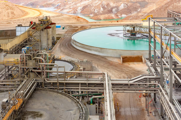 The water treatment facility at a copper mine and processing plant. stock photo