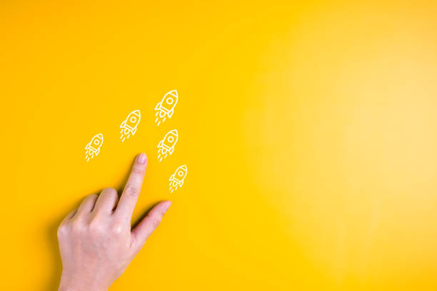 istock Hand with rocket icons for successful business target, Business growth process, Business achievement goal and target, Planning and development for corporation 1663389217