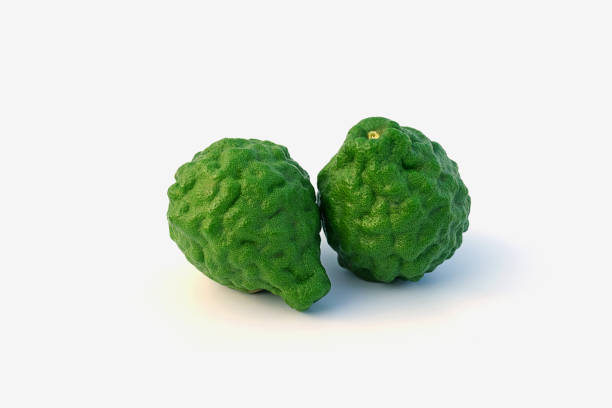 istock Kaffir lime, Leech lime  Citrus hystrix  or Bergamot fruit isolaat on white background non clipping path. 1663390345