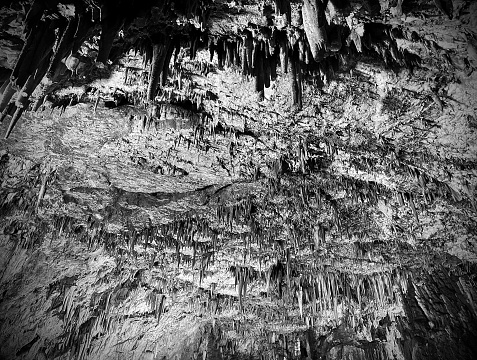 Black and white stalactites
