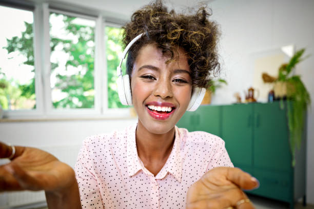istock Young woman during video call 1663430681