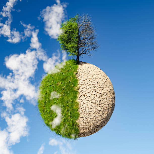istock mini-planet with one half green and the other half in drought 1663445134
