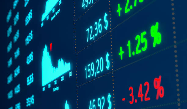 istock Close-up stock chart, financial figures and stock exchange data on the screen. 1663461103