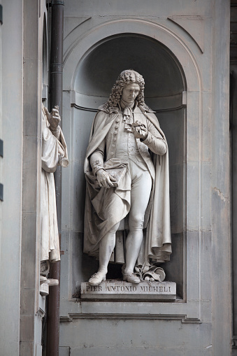 Pier Antonio Micheli by Vincenzo Consani, in the Niches of the Uffizi Colonnade in Florence, Italy