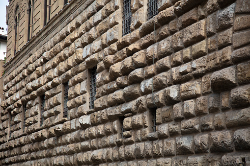 An example of the exterior texture of buildings on the streets of Florence, Italy
