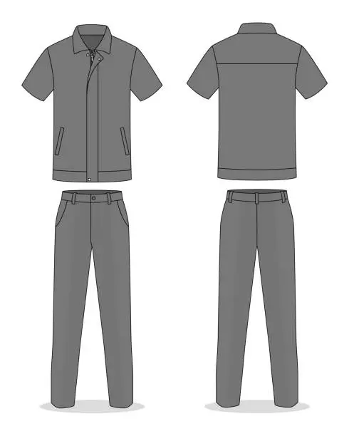 Vector illustration of Gray technician workshop uniform template on white background