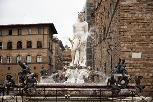 Fountain of Neptune in the historic center of Florence, ItalyFlorence Italy