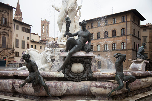 Fountain of Neptune in the historic center of Florence, ItalyFlorence Italy