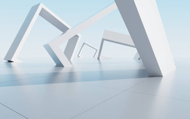 istock Abstract outdoor geometric building, 3d rendering. 1663532936