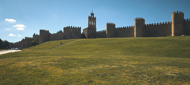Castro Caldelas, Galicia, Spain - August 9,  2021: The medieval Castro Caldelas Castle in the Orense (Ourense) province of Galicia, Spain.